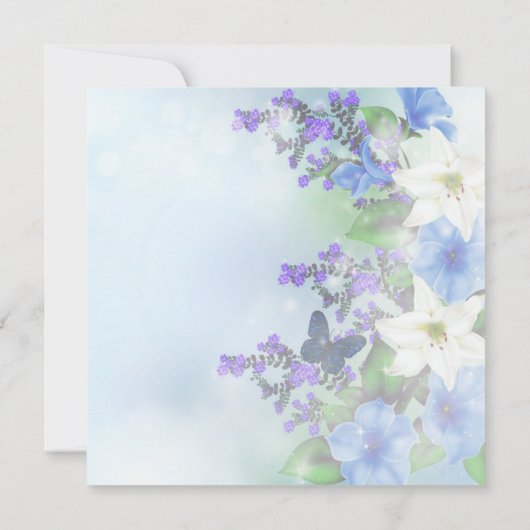 Levendige uitnodigingen voor flora en vlinder met  (Achterkant)