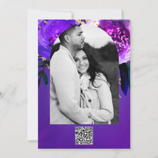 Levendige Ultra Violet Paarse Bloemen Fantasy Brui Kaart (Achterkant)