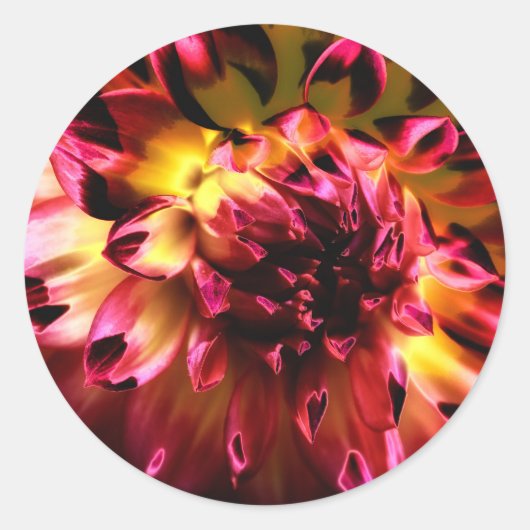 Levendige unieke bloem ronde sticker (Voorkant)
