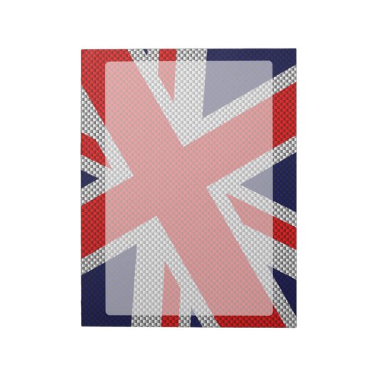 Levendige Union Jack op Koolstofvezel Stijl Print Notitieblok (Linkerzijde)
