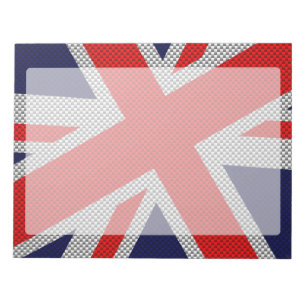 Levendige Union Jack op Koolstofvezel Stijl Print Notitieblok