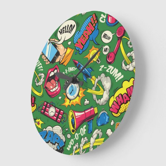 Levendige Urban Retro Pop Art Grote Klok (Hoek)