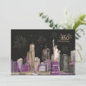 Levendige US Semiquincentennial Roze Paarse NYC Kaart (Staand voorkant)