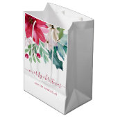 Levendige vakantie Floral | Kerstmis Waterverf Medium Cadeauzakje (Voorkant Gekanteld)