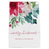 Levendige vakantie Floral | Kerstmis Waterverf Medium Cadeauzakje (Achterkant)
