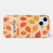 Levendige val bladeren patroon kleurrijke herfst iPhone 15 case (Achterkant horizontaal)
