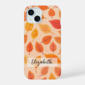 Levendige val bladeren patroon kleurrijke herfst iPhone 15 case (Achterkant)
