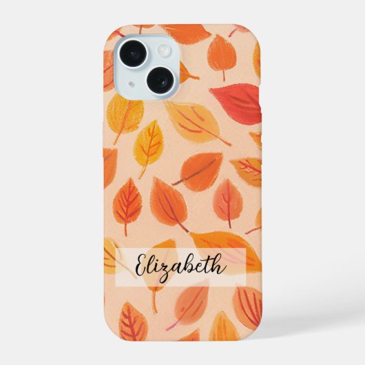 Levendige val bladeren patroon kleurrijke herfst iPhone 15 case (Achterkant)