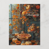 Levendige val bladeren pompoen taart Thanksgiving Feestdagenkaart (Voorkant)