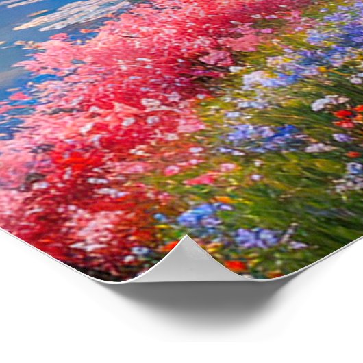 Levendige vallei met een rustige rivier poster (Hoek)