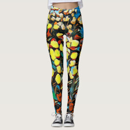 Levendige, veelkleurige Florale Leggings (dromen)