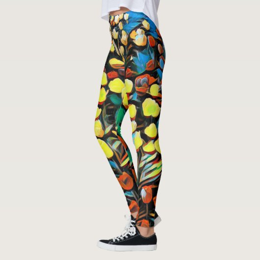 Levendige, veelkleurige Florale Leggings (dromen) (Links)