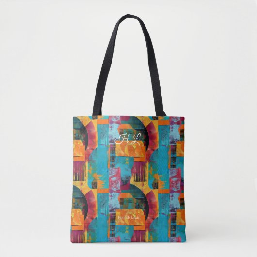 Levendige veelkleurige gepersonaliseerde Canvas ta Tote Bag (Voorkant)