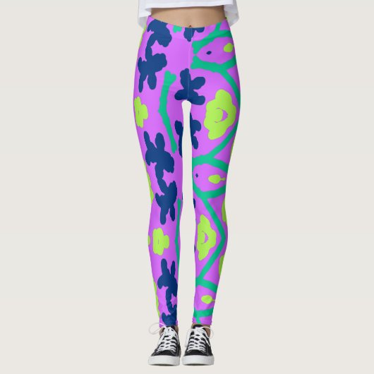 Levendige veelkleurige "Ratti_Creative_Arts" Leggi Leggings (Voorkant)