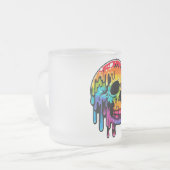 Levendige veelkleurige schedel matglas koffiemok (Voorkant links)
