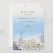 Levendige Vegas Skyline Save-the-Date Uitnodiging (Voorkant)