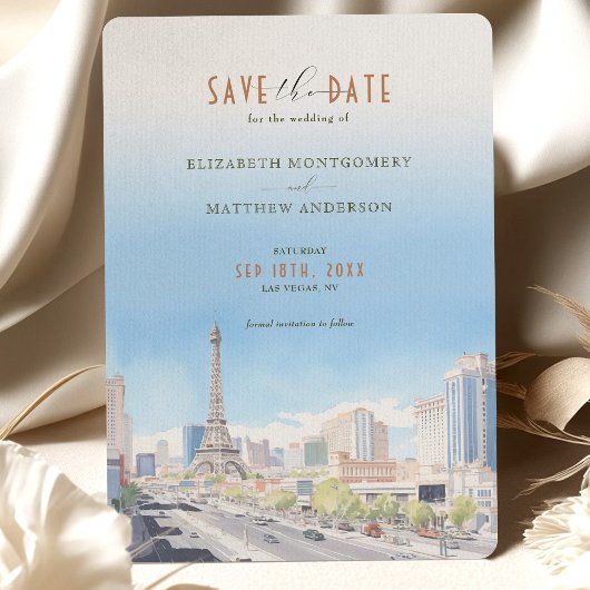 Levendige Vegas Skyline Save-the-Date Uitnodiging