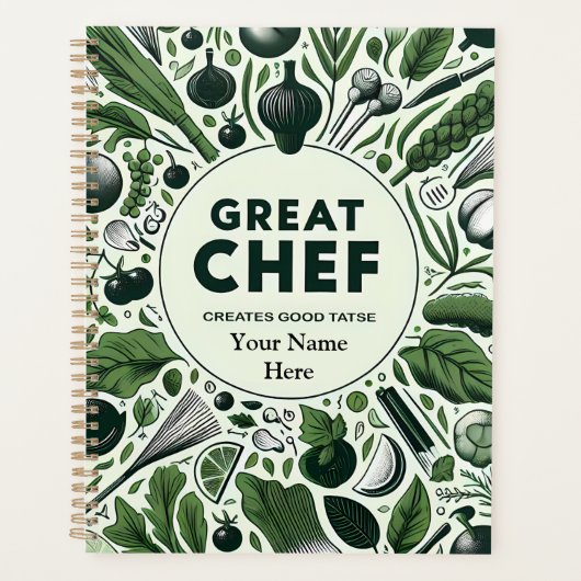Levendige Veggie Great Chef Typografie Design Planner (Voorkant)