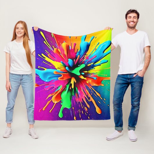 Levendige verf explosie ontwerp fleece deken (In situ)