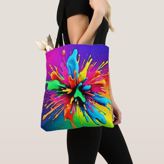 Levendige verf explosie ontwerp tote bag (Dichtbij)