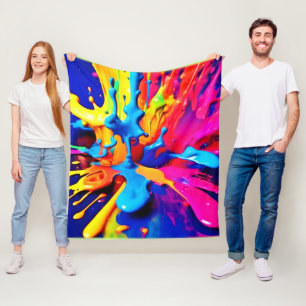Levendige verf Splash Art in gedurfde kleuren Fleece Deken