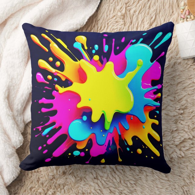 Levendige verfspat abstracte kunst kussen (Deken)