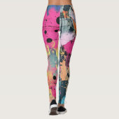 Levendige verfspatten Graffiti Roze Geel Blauw Leggings (Achterkant)