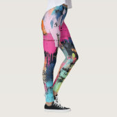 Levendige verfspatten Graffiti Roze Geel Blauw Leggings (Rechts)