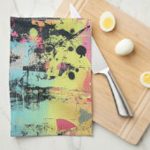 Levendige verfspatten Graffiti Roze Geel Blauw Theedoek (Quarter Fold)
