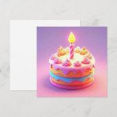 Levendige verjaardagstaart met kaars kaart (Voorkant / Achterkant)
