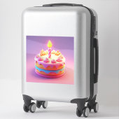 Levendige verjaardagstaart met kaars sticker (Koffer)