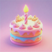 Levendige verjaardagstaart met kaars sticker (Voorkant)