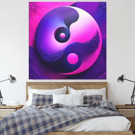 Levendige Verlichting Kleurrijke Yin Yang Symbolie Canvas Afdruk (Insitu (Slaapkamer))