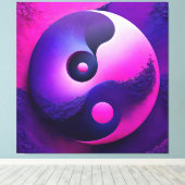 Levendige Verlichting Kleurrijke Yin Yang Symbolie Canvas Afdruk (Insitu (Houten vloer))