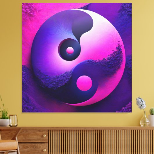 Levendige Verlichting Kleurrijke Yin Yang Symbolie Canvas Afdruk (Insitu (Woonkamer))