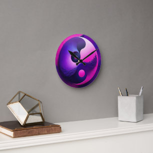 Levendige Verlichting Kleurrijke Yin Yang Symbolie Ronde Klok