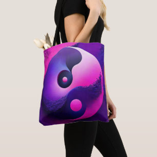 Levendige Verlichting Kleurrijke Yin Yang Symbolie Tote Bag