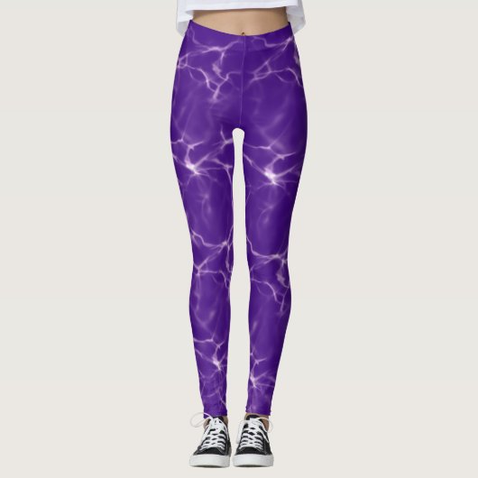 Levendige vet plezier Heldere Paarse Lightning Wor Leggings (Voorkant)