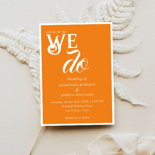 Levendige, vette Oranje We Do Typography Bruiloft Kaart