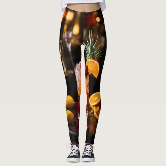 Levendige Vibes All-over-Print Leggings Verduister (Voorkant)
