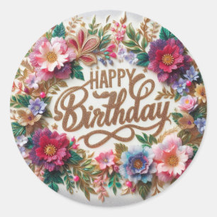 Levendige vibes floral Verjaardag sticker