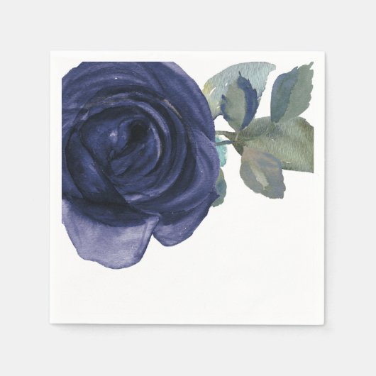 Levendige Vibrant Indigo Paarse Blauwe Bloemen Servetten (Voorkant)