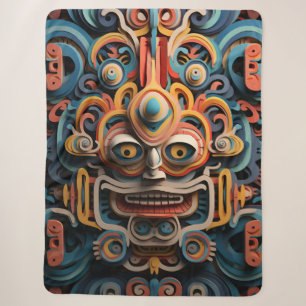 Levendige Vibrant Tribal 3D Paper Art stijl patroo Sherpa Deken