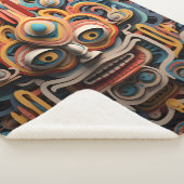 Levendige Vibrant Tribal 3D Paper Art stijl patroo Sherpa Deken (3/4)