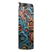 Levendige Vibrant Tribal 3D Paper Art stijl patroo Thermosbeker (Geroteerd rechts)