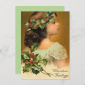 Levendige  Victoriaans kerst van kleine meisjes Notitiekaartje (Voorkant / Achterkant)