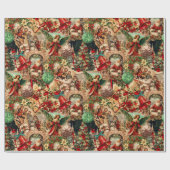 Levendige Victoriaans kerstcollage Cadeaupapier (Vlak)