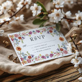 Levendige Victoriaans Tuin Bloemen Wedding RSVP Kaart