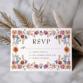 Levendige Victoriaans Tuin Bloemen Wedding RSVP Kaart