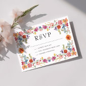 Levendige Victoriaans Tuin Bloemen Wedding RSVP Kaart